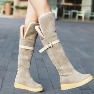 Women's Round Head Flat Knee-High Snow Boots